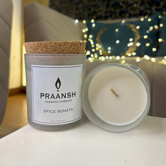 Spice Sonata - Frosted Jar Candle with Pumpkin Spice Fragrance