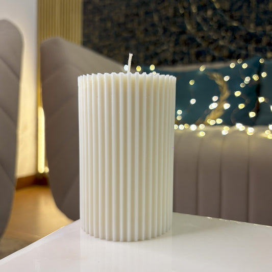 Sangria Sitara - Stripe Pillar Candle with Moscato Sangria Fragrance