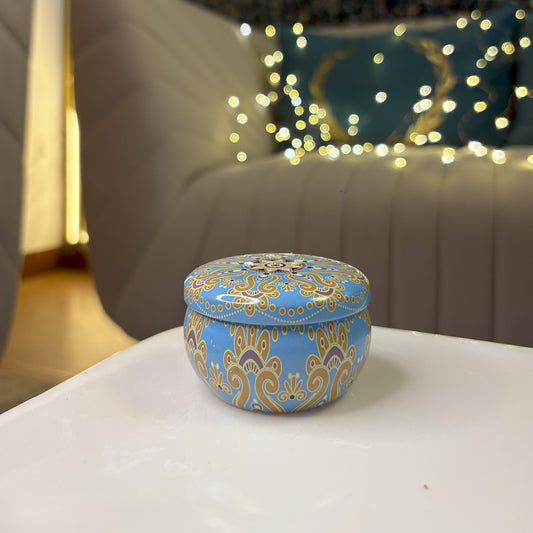 Gajra Glow - Blue Mandala Candle with Mogra Fragrance