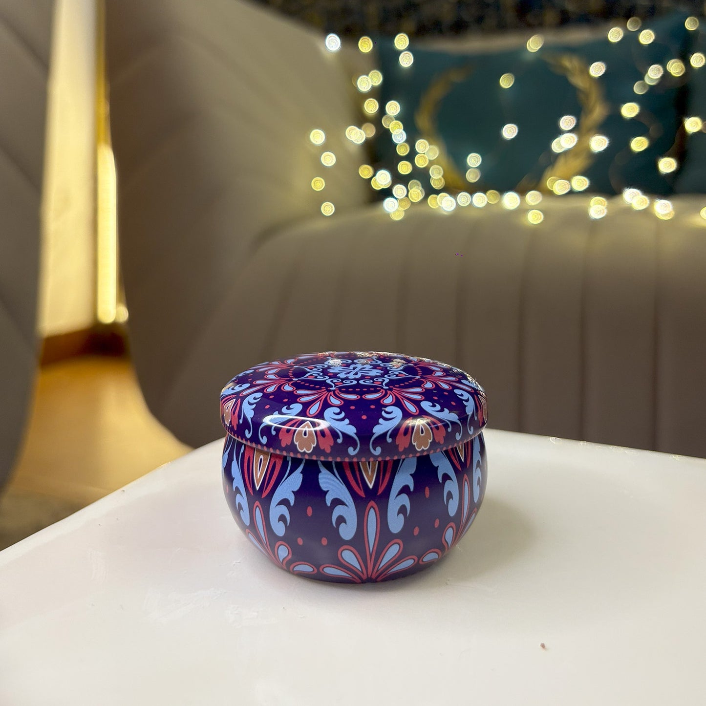 Gajra Glow - Purple Mandala Candle with Mogra Fragrance